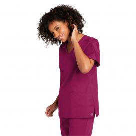 Wink WW4760 Women\'s WorkFlex Mock Wrap Scrub Top - Wine