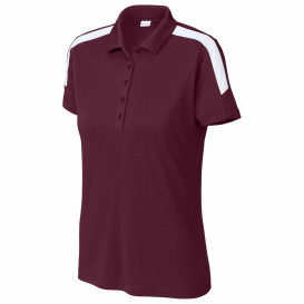 Sport-Tek LST104 Ladies Competitor United Polo - Maroon/White