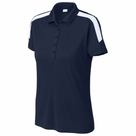 Sport-Tek LST104 Ladies Competitor United Polo - True Navy/White