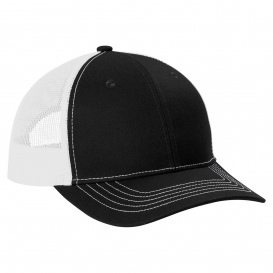 Port Authority YC112 Youth Snapback Trucker Cap - Black/White
