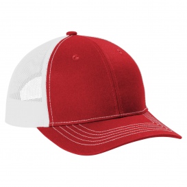 Port Authority YC402 Youth Snapback Trucker Cap - Flame Red/White