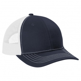 Port Authority YC112 Youth Snapback Trucker Cap - Rich Navy/White