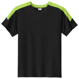 Sport-Tek YST100 Competitor United Crew - Black/Lime Shock