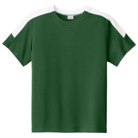 Sport-Tek YST100 Competitor United Crew - Forest Green/White