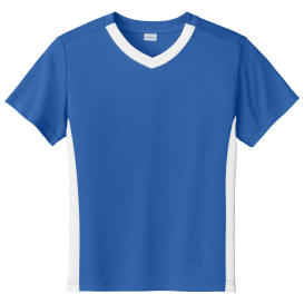 Sport-Tek YST101 Youth Competitor United V-Neck - True Royal/White