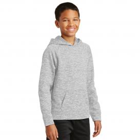 Sport-Tek YST225 Youth PosiCharge Electric Heather Fleece Hooded Pullover - Silver Electric
