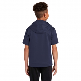 Sport-Tek YST251 Youth Sport-Wick Fleece Short Sleeve Hooded Pullover - Navy