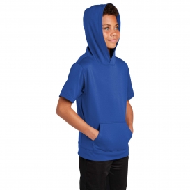 Sport-Tek YST251 Youth Sport-Wick Fleece Short Sleeve Hooded Pullover - True Royal