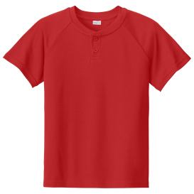 Sport-Tek YST359 PosiCharge Competitor 2-Button Henley - Deep Red