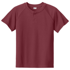 Sport-Tek YST359 PosiCharge Competitor 2-Button Henley - Maroon