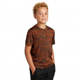Sport-Tek YST390 Youth PosiCharge Electric Heather Tee - Deep Orange/Black Electric