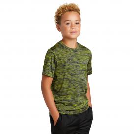 Sport-Tek YST390 Youth PosiCharge Electric Heather Tee - Lime Shock/True Navy Electric