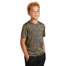 Sport-Tek YST390 Youth PosiCharge Electric Heather Tee - True Royal/Gold Electric