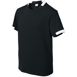 Sport-Tek YST440 Youth Club Short Sleeve Crew - Black/White