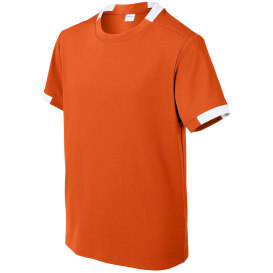 Sport-Tek YST440 Youth Club Short Sleeve Crew - Deep Orange/White