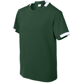Sport-Tek YST440 Youth Club Short Sleeve Crew - Forest Green/White