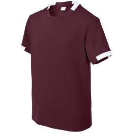 Sport-Tek YST440 Youth Club Short Sleeve Crew - Maroon/White