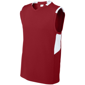 Sport-Tek YST441 Youth Club Sleeveless V-Neck - Deep Red/White