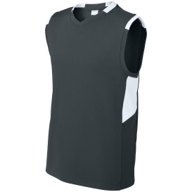 Sport-Tek YST441 Youth Club Sleeveless V-Neck - Iron Gray/White