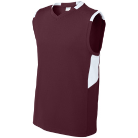 Sport-Tek YST441 Youth Club Sleeveless V-Neck - Maroon/White