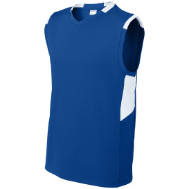 Sport-Tek YST441 Youth Club Sleeveless V-Neck - True Royal/White