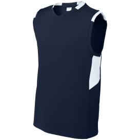 Sport-Tek YST441 Youth Club Sleeveless V-Neck - True Navy/White