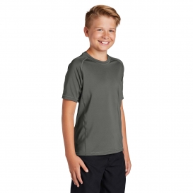 Sport-Tek YST470 Youth Rashguard Tee - Dark Smoke Grey