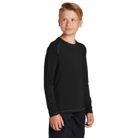 Sport-Tek YST470LS Youth Long Sleeve Rashguard Tee - Black