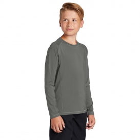 Sport-Tek YST470LS Youth Long Sleeve Rashguard Tee - Dark Smoke Grey