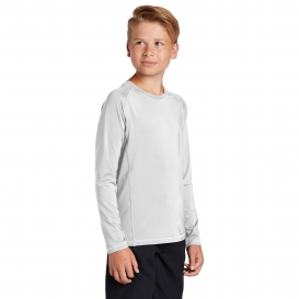Sport-Tek YST470LS Youth Long Sleeve Rashguard Tee - White