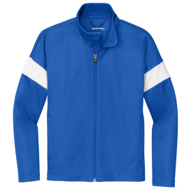 Sport-Tek YST800 Youth Travel Full-Zip Jacket - True Royal/White