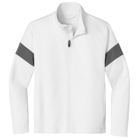 Sport-Tek YST800 Youth Travel Full-Zip Jacket - White/Iron Grey