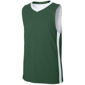 Sport-Tek YST900 Youth Rival Basketball Rev Jersey - Forest Green/White