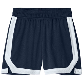 Sport-Tek YST901 Youth Rival Basketball 5" Shorts - True Navy/White