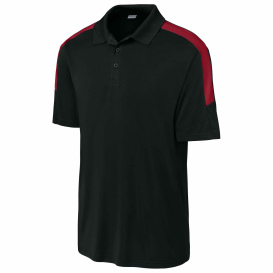Sport-Tek ST104 Competitor United Polo - Black/Deep Red