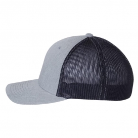 Richardson 110 Fitted Trucker Hat with R-Flex - Heather Grey/Navy