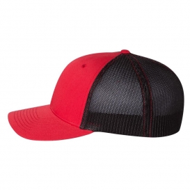 Richardson 110 Fitted Trucker Hat with R-Flex - Red/Black
