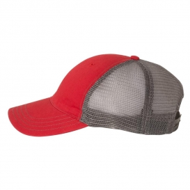 Richardson 111 Garment-Washed Trucker Cap - Red/Charcoal