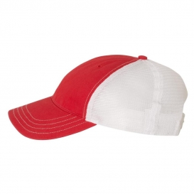 Richardson 111 Garment-Washed Trucker Cap - Red/White