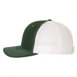 Richardson 112 Snapback Trucker Cap - Dark Green/White