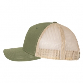 Richardson 112FP Snapback Trucker Cap - Army Olive Green/Tan