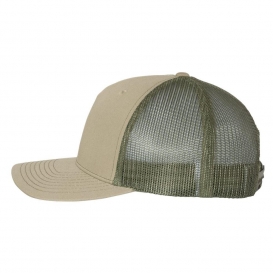 Richardson 112FP Snapback Trucker Cap - Pale Khaki/Loden Green