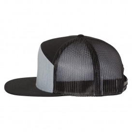 Richardson 168 Seven-Panel Trucker Cap - Heather Grey/Black