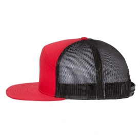 Richardson 168 Seven-Panel Trucker Cap - Red/Black