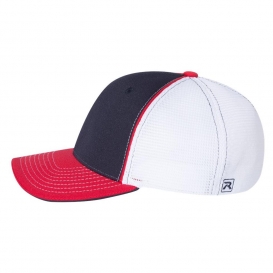 Richardson 172 Fitted Pulse Sportmesh Cap with R-Flex - Navy/White/Red Tri