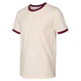 Next Level 3604 Unisex Fine Jersey Ringer - Natural/Maroon