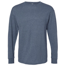 M&O 4820 Gold Soft Touch Long Sleeve T-Shirt - Heather Navy