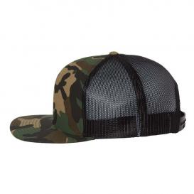 Richardson 511 Wool Blend Flat Bill Trucker Cap - Green Camo/Black