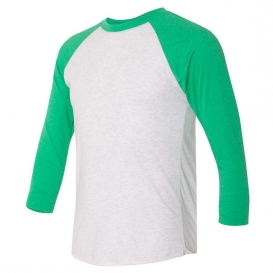 Next Level 6051 Unisex Tri-Blend Three-Quarter Sleeve Raglan - Envy/Heather White