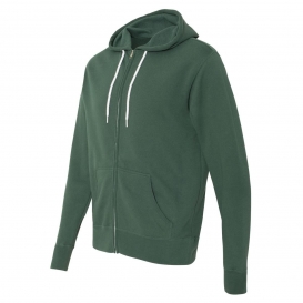 Independent Trading Co. AFX90UNZ Unisex Lightweight Full-Zip Hooded Sweatshirt - Alpine Green